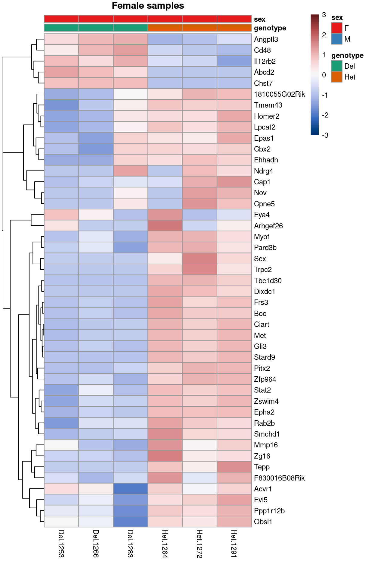 Heatmap of upper-quartile-normalzied logCPM values for the DEGs.